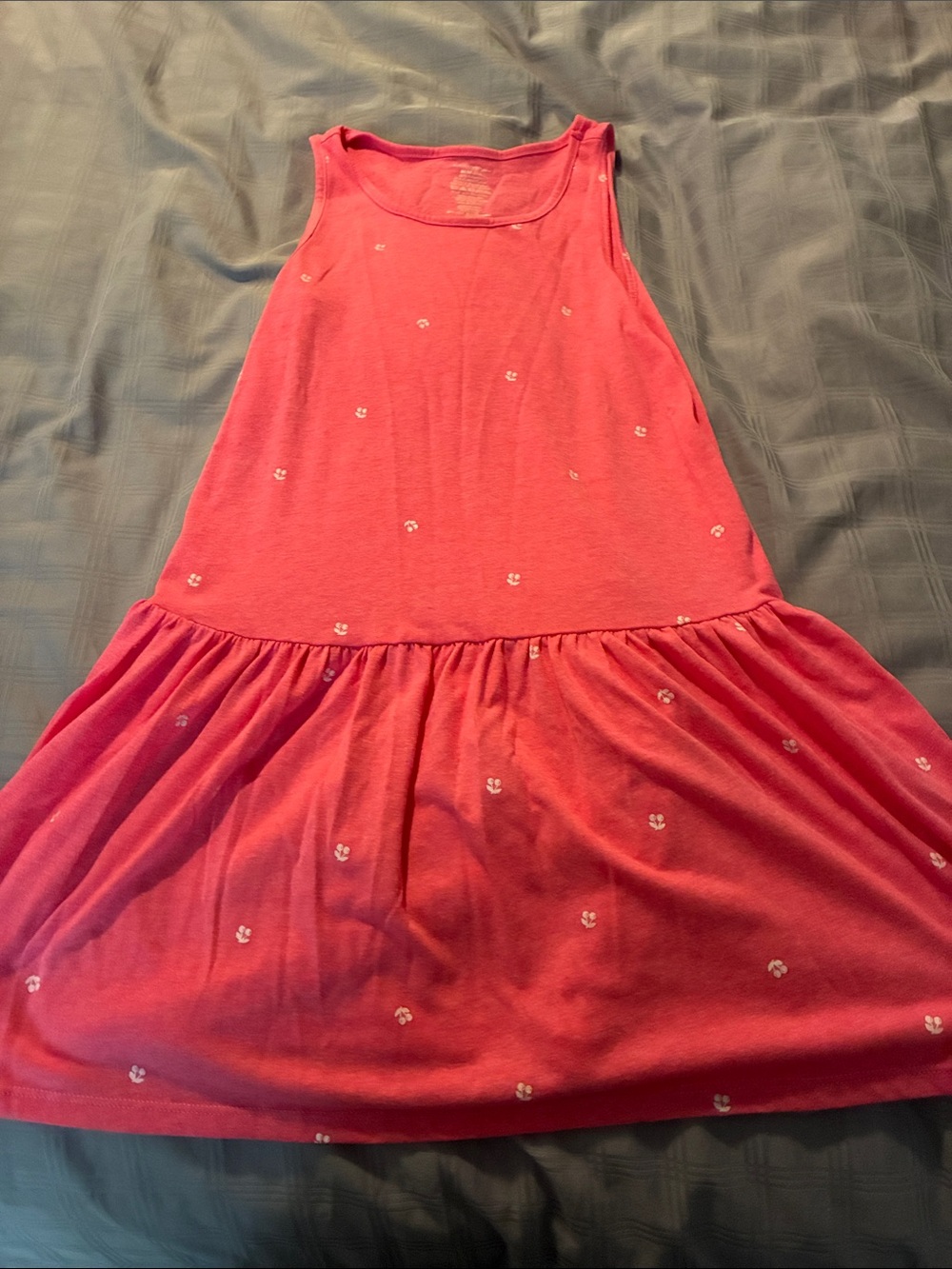George Coral-Pink Sleeveless Tank Dress with Tiny Floral Dots